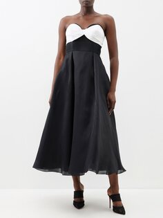 Шелковое платье без бретелек с вырезом в форме сердца Carolina Herrera, черный