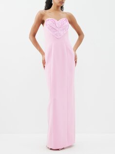 Атласное платье без бретелек в форме сердца Carolina Herrera, розовый
