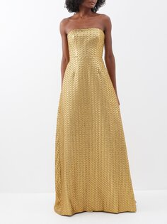 Платье без бретелек с люрексом и клоке Carolina Herrera, золото