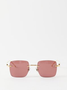 Солнцезащитные очки pasha de cartier в металлической квадратной оправе Cartier Eyewear, золото