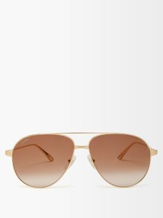 Солнцезащитные очки-авиаторы santos de cartier в металлической оправе Cartier Eyewear, золото