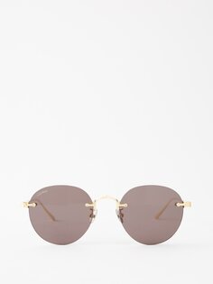 Фирменные круглые солнцезащитные очки в металлическом корпусе Cartier Eyewear, золото