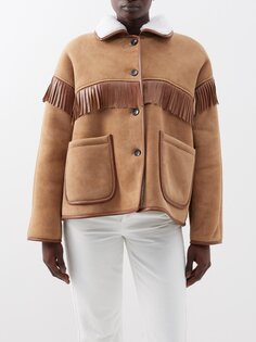 Двусторонняя куртка из овчины avis с кисточками Cawley Studio, коричневый