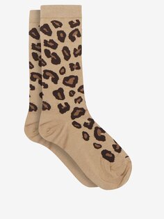 Носки из смесового хлопка с леопардовым жаккардом Raey, бежевый