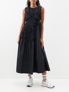 Платье миди utopia из переработанного волокна фай с оборками Cecilie Bahnsen, черный