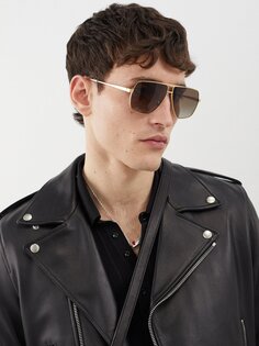 Солнцезащитные очки-авиаторы в металлической оправе Celine Eyewear, золото