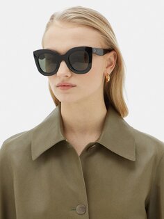 Массивные круглые солнцезащитные очки из ацетата Celine Eyewear, черный