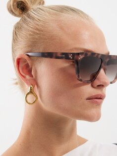 Крупные солнцезащитные очки в черепаховой расцветке из ацетата в d-образной оправе Celine Eyewear, коричневый
