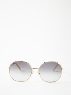 Солнцезащитные очки в круглой оправе из металла Celine Eyewear, золото