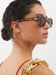 Овальные солнцезащитные очки из ацетата с тигровой полоской Celine Eyewear, коричневый