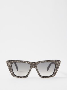 Солнцезащитные очки «кошачий глаз» из ацетата с кристаллами Celine Eyewear, черный