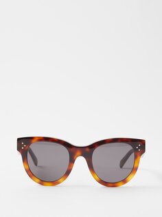 Круглые солнцезащитные очки черепаховой расцветки из ацетата Celine Eyewear, коричневый