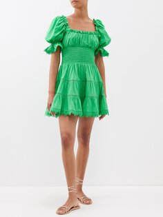 Платье мини guilia из хлопкового поплина с объемными рукавами Charo Ruiz, зеленый