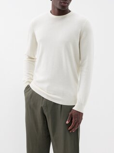 Кашемировый свитер приталенного кроя с круглым вырезом Raey, белый