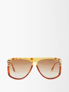 Солнцезащитные очки с плоским верхом из ацетата Chloé, коричневый Chloe