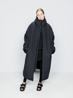 Длинное шелковое пальто с подкладкой Raey, черный