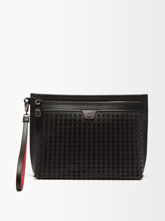 Кожаный клатч citypouch с шипами Christian Louboutin, черный