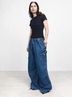 Мешковатые брюки в стиле милитари из органического денима Raey, синий