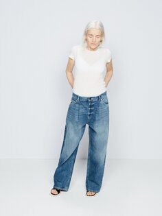 Складные мешковатые джинсы-бойфренды «папа» из органического хлопка Raey, синий