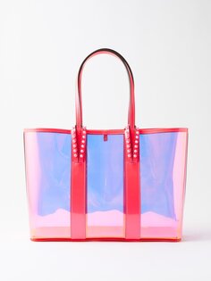 Маленькая сумка-тоут cabata с кожаной отделкой из пвх Christian Louboutin, розовый