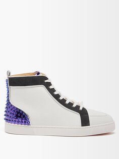 Кожаные высокие кроссовки rantus с шипами Christian Louboutin, белый