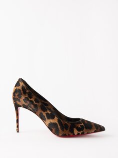 Туфли kate 85 из кожи теленка с леопардовым принтом Christian Louboutin, коричневый