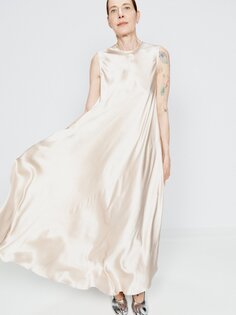 Платье-комбинация из шелкового атласа со вставками Raey, розовый