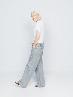Складные мешковатые джинсы-бойфренды «папа» из органического хлопка Raey, серый
