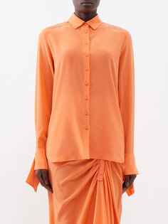 Шелковая рубашка с драпированными манжетами Christopher Esber, оранжевый