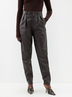 Кожаные брюки rogers с завышенной талией Ralph Lauren, коричневый
