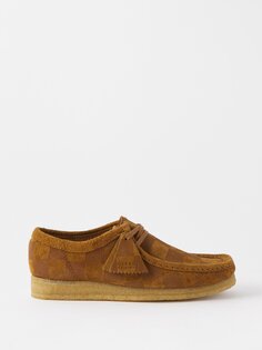 Ботинки wallabee в клетку Clarks, коричневый