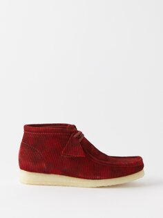 Ботинки wallabee с тиснением замши Clarks, бургундия