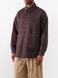 Рубашка из смесовой шерсти с вышивкой Commas, коричневый