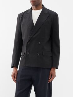 Двубортный пиджак из смесового льна Commas, черный