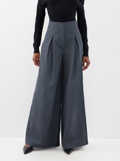 Широкие брюки из шерсти и габардина со складками CO, серый