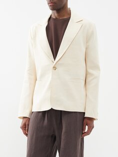 Пиджак из смесового льна с острыми лацканами Commas, белый