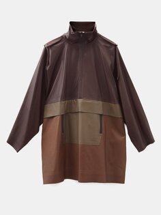 Кожаное пальто céline со вставками и капюшоном Reluxe, коричневый