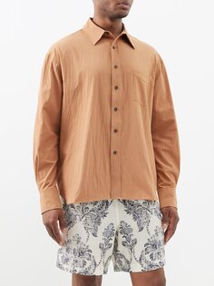 Хлопковая рубашка оверсайз с накладными карманами Commas, оранжевый