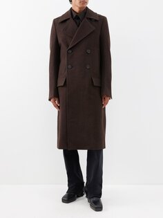 Двубортное пальто drella из валяной шерсти Rick Owens, коричневый