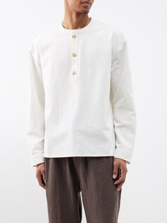 Рубашка henley из смесового хлопка Commas, белый