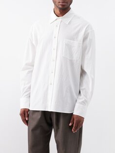 Хлопковая рубашка оверсайз с длинными рукавами Commas, белый