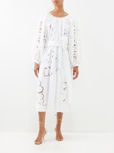 Kendima винтажное платье из английской вышивки с вышивкой Rianna + Nina, белый