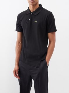 Рубашка-поло асимметричного кроя из хлопкового пике из коллаборации с lacoste Comme Des Garçons, черный