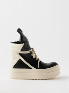 Кожаные высокие кроссовки bumper geobasket Rick Owens, черный