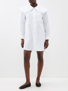 Платье мини из хлопкового поплина с воротником оверсайз Comme Des Garçons, белый