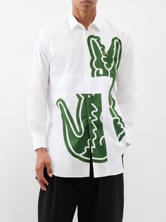 Рубашка из хлопкового поплина с принтом логотипа x lacoste Comme Des Garçons, белый