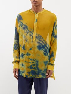Рубашка-туника из шелка, окрашенного leonard shibori Delos, желтый