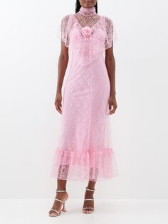 Платье миди из тюля, украшенное розами Rodarte, розовый