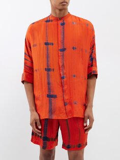 Шелковая рубашка, окрашенная marius shibori Delos, оранжевый