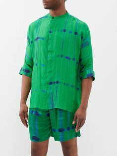 Шелковая рубашка marius shibori, окрашенная в цвет Delos, зеленый